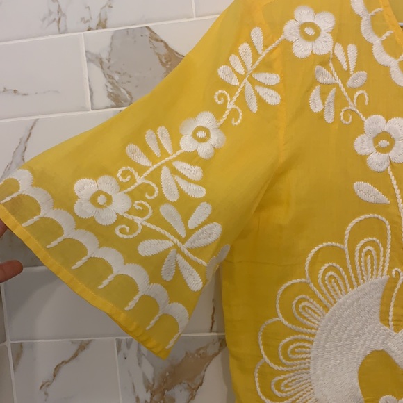 Tory Burch yellow embroidered top size 4 - Picture 4 of 6